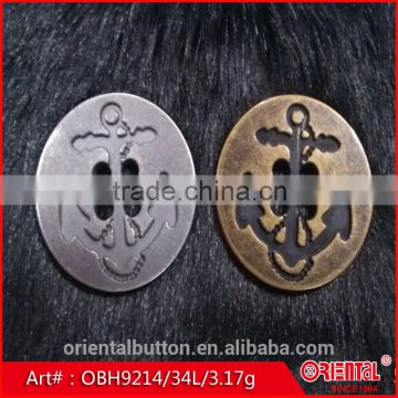 anti-brass and anti-silver anchor metal button