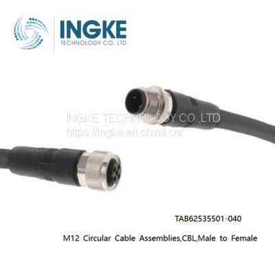 TAB62535501-040,M12 Circular Cable Assemblies,CBL,Male to Female,5Position,INGKE