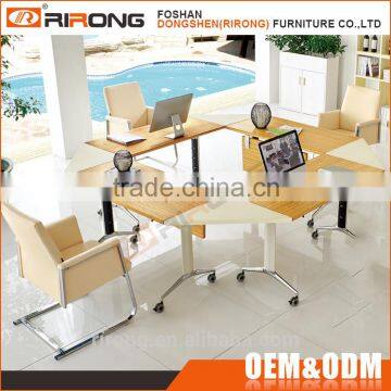 Customized cheap multiple combination foldable square veneer open 4 seater office workstation