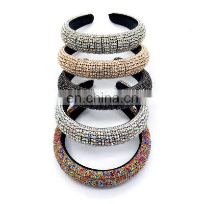 2022 Colorful Bling Bling Rhinestones Headbands For Womens Luxury Shiny Padded Diamond Crystal Hair Bands Party Hair Accessories photo-2