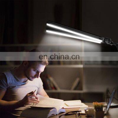 Double Head LED Desk Lamp Eye Caring Double Swing Arm Table Lamps USB Powered Reading 5 Steps Dimming Office Bedroom Desk Lamp photo-4