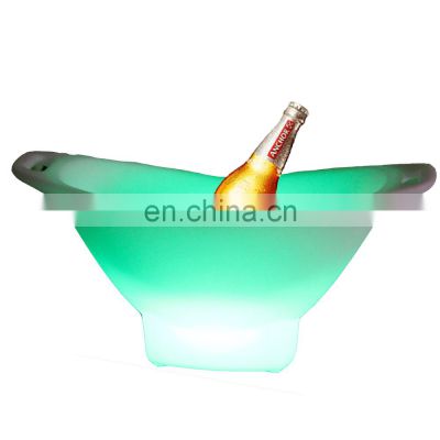 Customized Logo Bar KTV Champagne Beer KTV/ Nightclub Party rechargeable luxury plastic Modern Home LED Glowing LED Ice Bucket