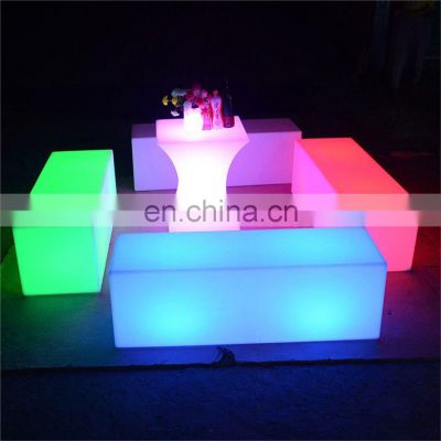 cheap plastic bar stools /Plastic outdoor bar furniture LED plastic glowing bar furniture set chair with RGB 16 color changing