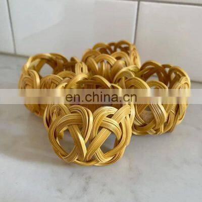 Hot Sale Vintage Rattan Boho Napkin Rings Set of 4 WHolesale Tableware Set Napkin Holder Rings Wovenmade in Vietnam photo-3