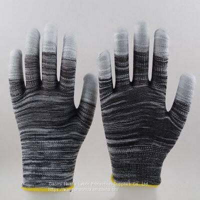 Polyester Knitted PU Fingers Coated Safety Work Gloves photo-4