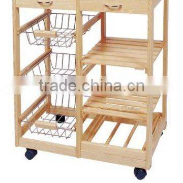 Wood Tile top Kitchen Trolley