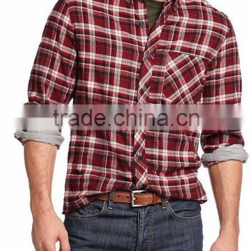 Men's collar latest style cheap check flannel shirt