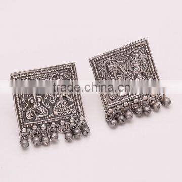 925 SOLID STERLING FINE SILVER OLD & ANTIQUE SILVER GOD EARRING