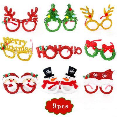 Christmas Glasses Decoration Adult Children Glitter Dress up Toy Xmas Glasses Christmas Tree Antlers Decorative Glassesift