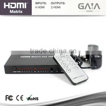 4x2 HDMI HIFI support 4K*2K 3D 1.4V HDMI True Matrix 4x2 4 inputs 2 outputs HDMI Switch 4*2