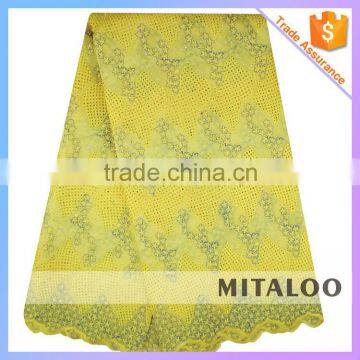 Mitaloo Yellow Swiss Voile Organza Lace African Eyelet Lace for Wedding Dress MOG0195