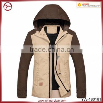 Outdoor wear two tone men casual hooded high quality jackets