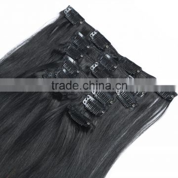 Unprocessed Indian natural black clip in hair extensions                        
                                                                                Supplier's Choice