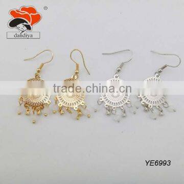 Wholesale newest fashion circular umbrella metal flower crystal bead golden and silver earring