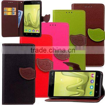 Colorful Stand Leaf Leather Case for Wiko Lenny 3, for Wiko Lenny 3 mobile phone case