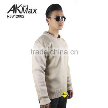 White Military Mens Knitted Sweater Crew Neck Popular in US Market