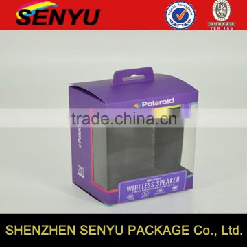 Polaroid WIRELESS SPEAKER packaging box with clear PVC window, fancy custom speaker box packaging