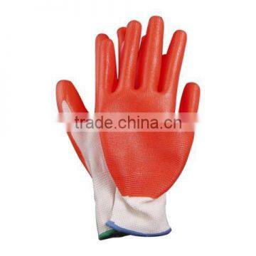 Nylon Basis Orange Rubber Coated Gloves