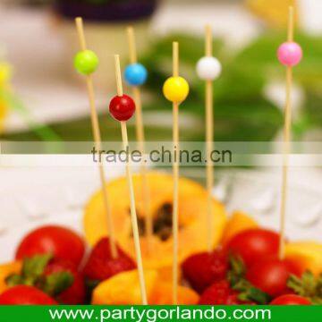 Hot seling yellow color ball bamboo sticks for food in size 70mm