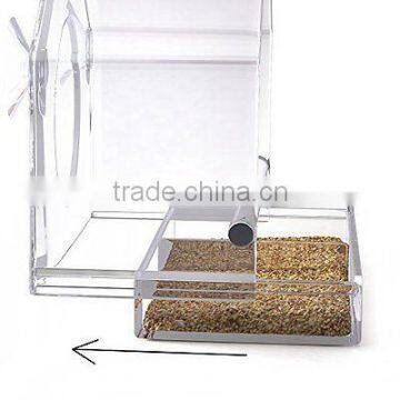 Clear Custom Acrylic Bird Feeder House Window Sliding Feed Tray Quality Choice Most Popular