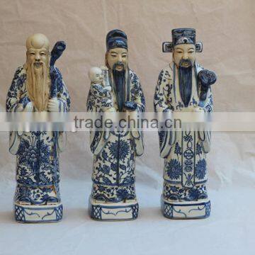 Chinese Antique Porcelain Blue and white Three Lucky Men Statue                        
                                                Quality Choice