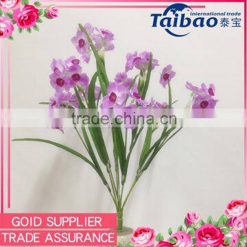 New Year decoration 9 branches real looking light purple orchid flor bush artificial