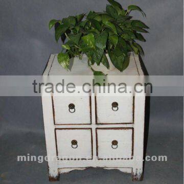 Chinese antique furniture pine wood four drawer black & white cabinet