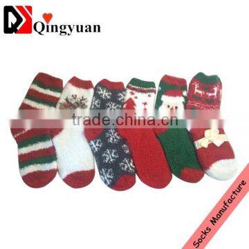 Custom Colourful Pattern OEM Christmas Socks fluffy socks indoor microfiber fuzzy socks