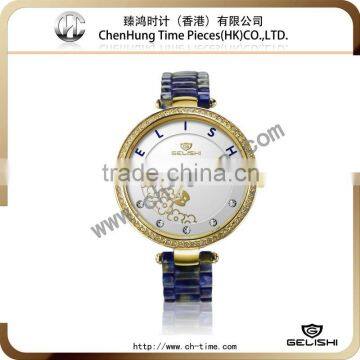 New ladies fashion pearl bracelet stainless steel case watch latest design fiber strap manufacturer