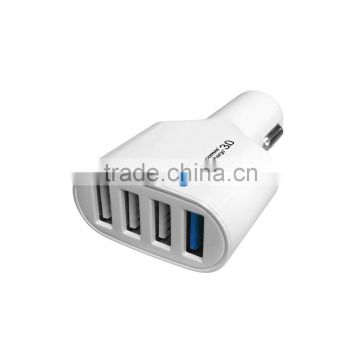 QC3.0 Fast car charger 4 usb port 1 port QC3.0 and 3 ports independent 3A output