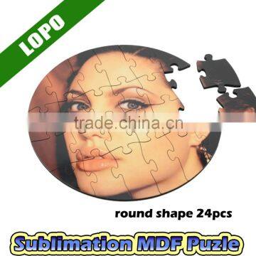 DIY Sublimation Blank MDF Round Jigsaw Puzzle for 24pcs