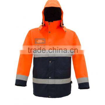EN343 waterproof and breathable high visibility safety reflective parka