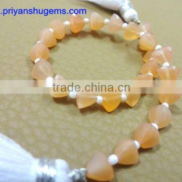 Peach Moonstone Faceted 6*6 mm 32 cts Trillion straight drilled 6 inches strand length natural loos gemstones