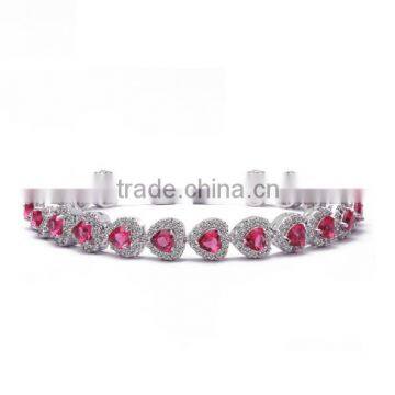 4 Colors Heart Shape AAA+ Cubic Zircon Women Bridal Bracelet Jewelry for Women