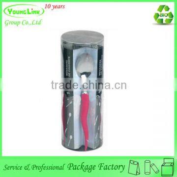 Transparent plastic cylinder cutlery storage box