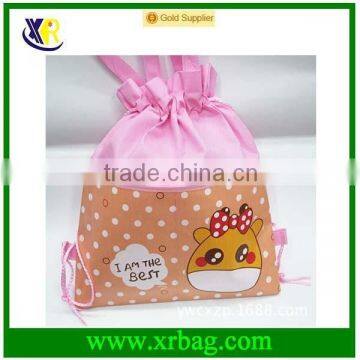 fashion cute cartoon kids non woven sublimation print drawstring bag