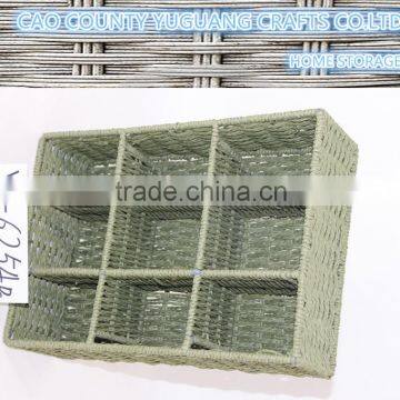 Eco-friendly rectangular green paper weaving basket wholesale