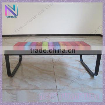 Top art furniture Cheap rainbow glass coffee table metal coffee table modern