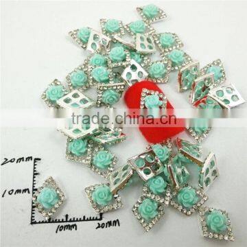 2015 new green rose diamond rhinestone 3d nail art product nail charms