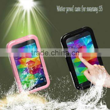 Plastic+silicone Phone Waterproof Case for Galaxy S5