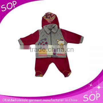 Organic wholesale baby romper sets with hoodie