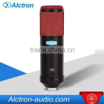 Alctron X50B Professional Large Diaphragm Studio Condenser Microphone with a detachable POP filter.