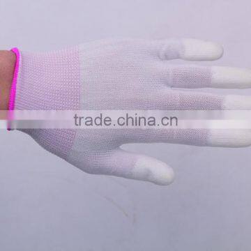 13 Guage 100% White Nylon Seamless Knitted pu Coated Palm Gloves photo-2
