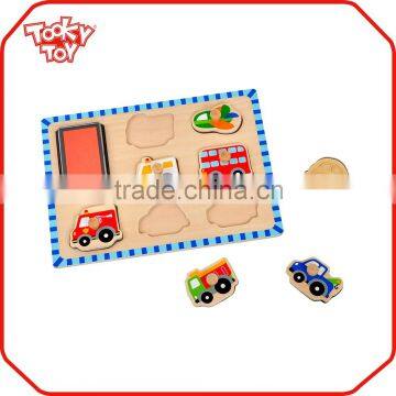 For Boys Play Toys With Ink Pad Wooden Vehicle Stamps Puzzle