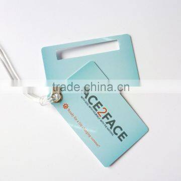 Custom 30 mil CR80 plastic luggage tags with transparent rope