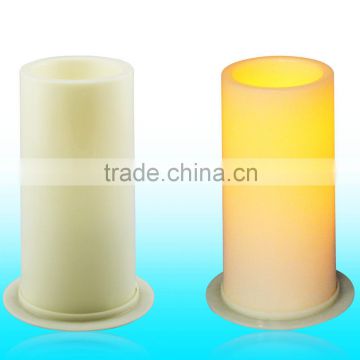 8h timer mode 2AA battery ivory plastic led light 6 inch pillar candle for table or lobby decor