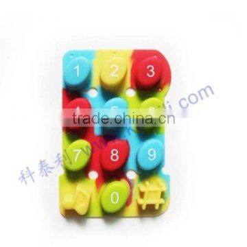 Silicone conductive keys for calculator accounter instrument