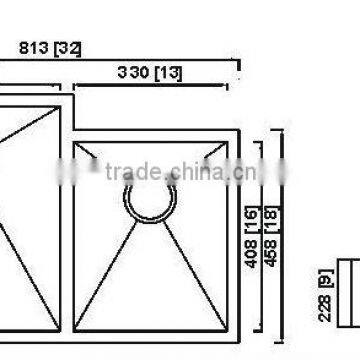 Double bowl stainless steel handmade kitchen sink