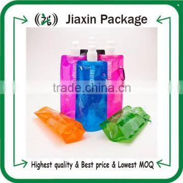 16oz reusable plastic foldable water pouch with spout packaging bags