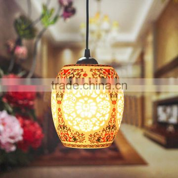 Jingdezhen hollow Pastel ceramic pendan hotel pendant light